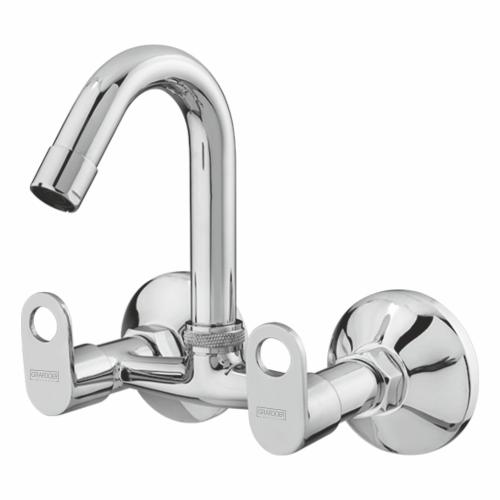 Sink Mixer Wall Mounted with Swinging Spout Chrome